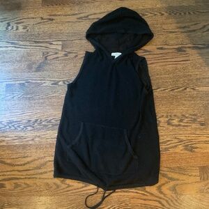Halston Studio Black mesh hooded coverup size M